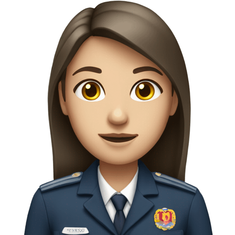 brunette girl with straight hair in uniform emoji