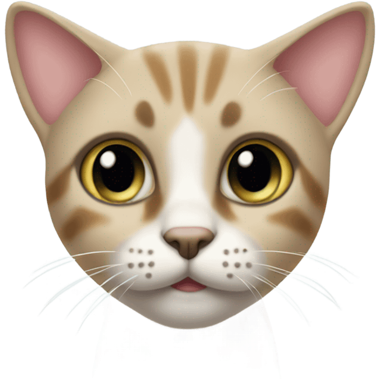 The image shows a cute cat with special eyes and a short nose. emoji