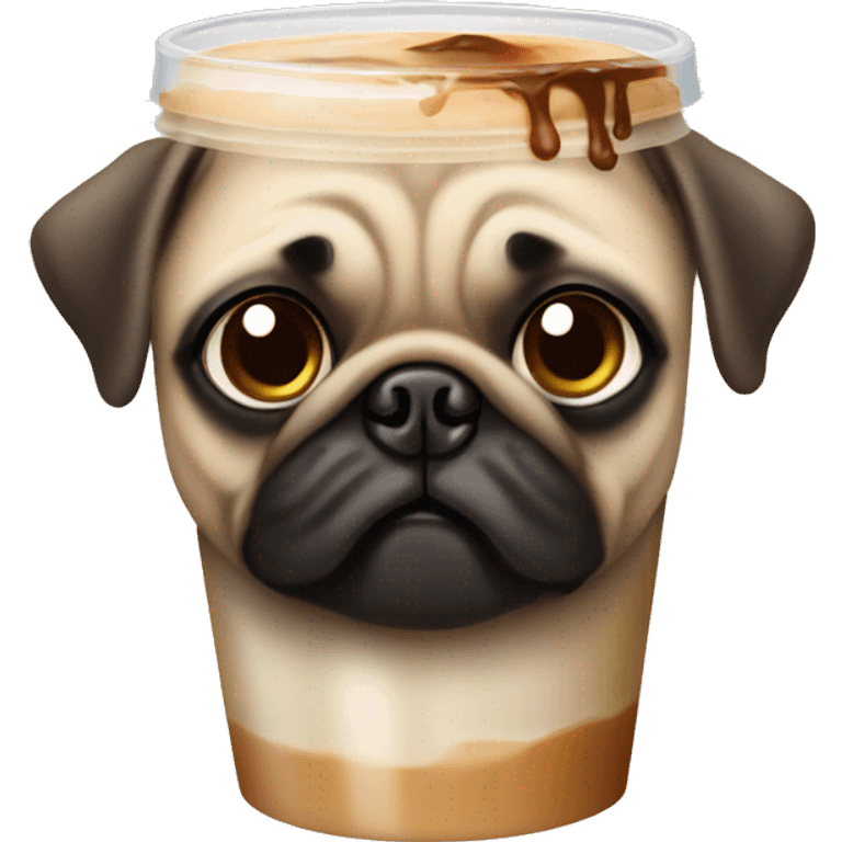 Pug with iced coffee emoji