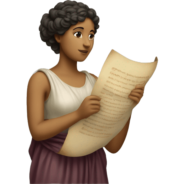 Sappho holds a scroll in her hand emoji