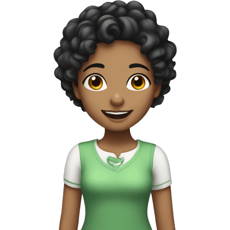 smiling girl with curly black hair emoji