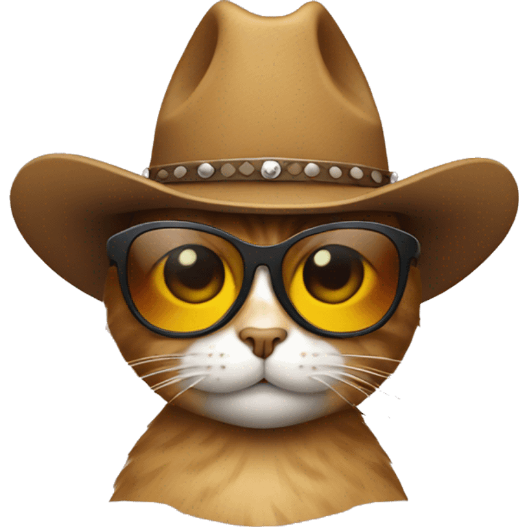 Cat wearing a cowboy hat and sunglasses emoji