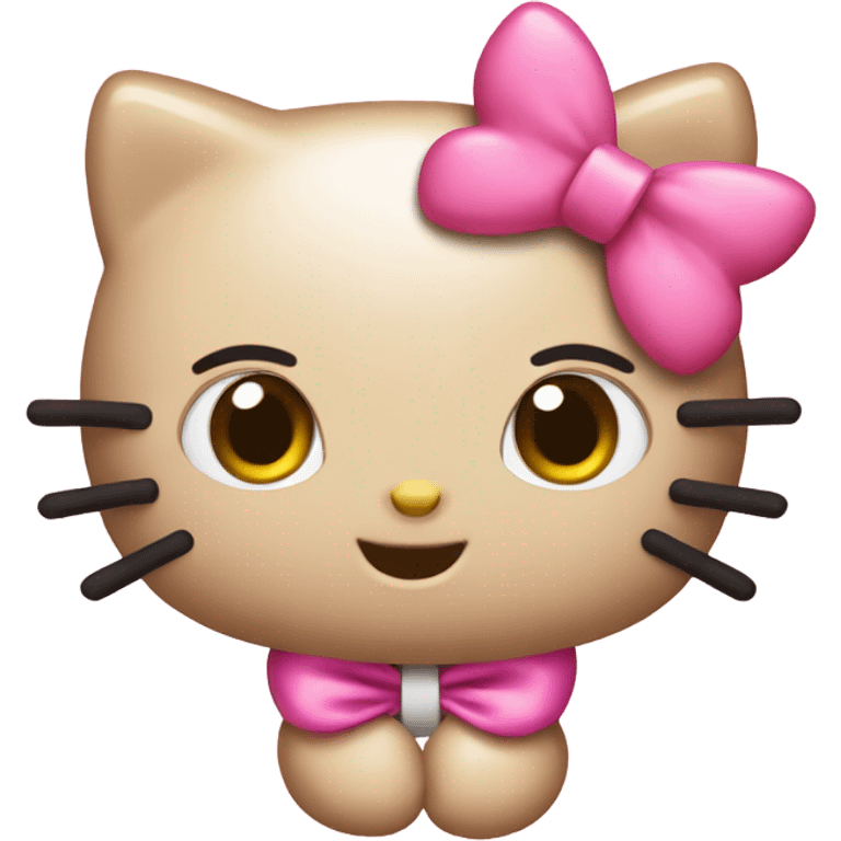 hello kitty with pink bow holding pink maple leaf emoji