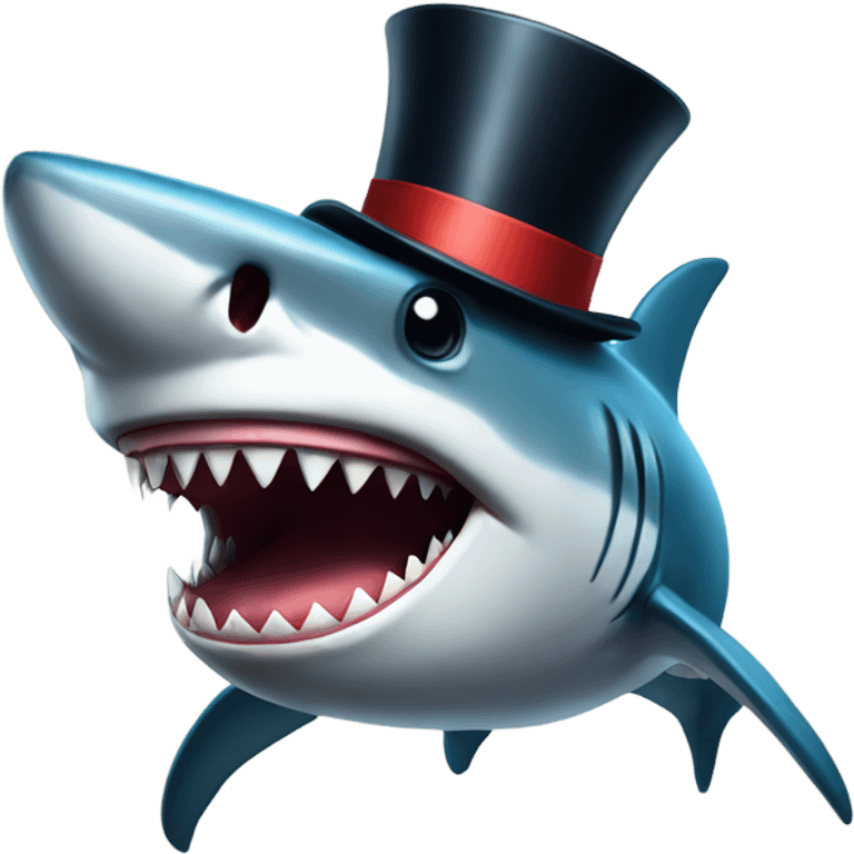 Shark with a top hat emoji