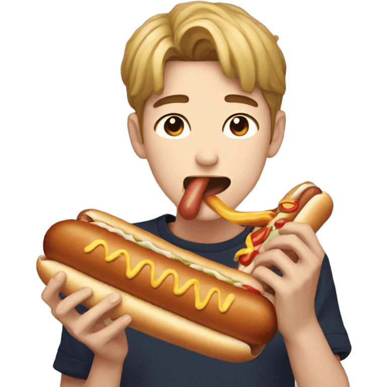 Kpop boy eating a hot dog emoji