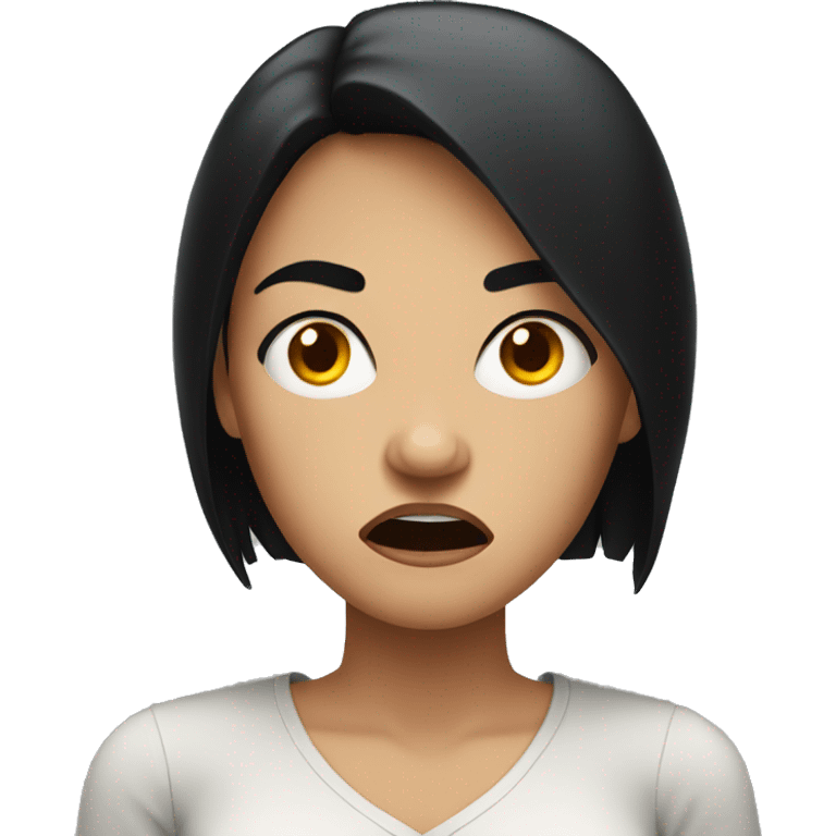 Angry woman with black hair emoji