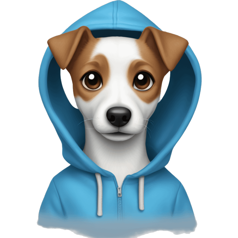 Jack Russell Terrier in a Blue Hoodie emoji