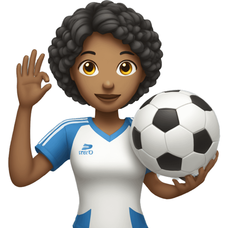 woman holding a soccer ball in their hand emoji