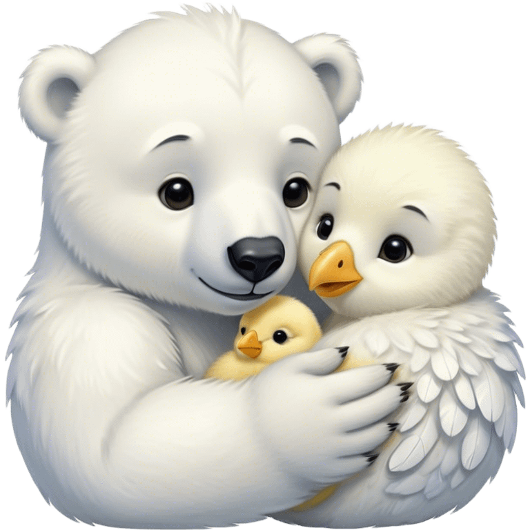 Polar bear loving chick emoji