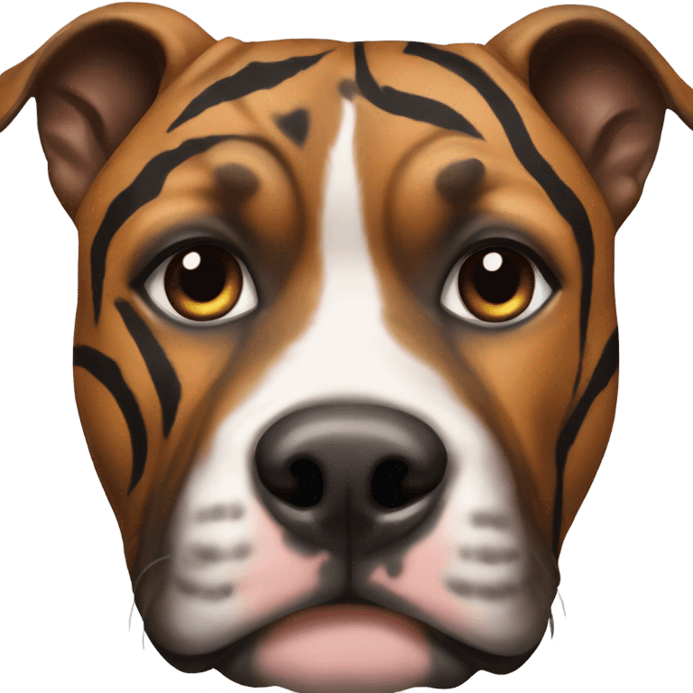 pitbull terrier dark brindle tiger stripes black around nose emoji