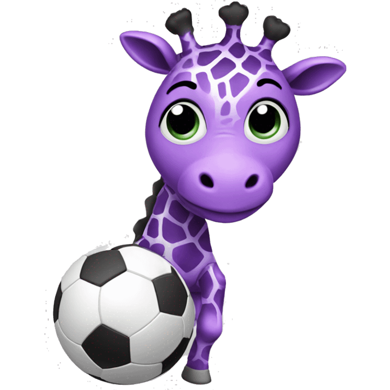 Purple giraffe playing soccer emoji