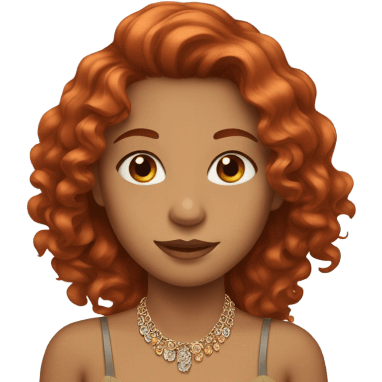 girl with red wavy haired brown eyes and jewelry emoji