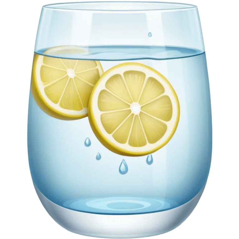 Cinematic realistic glass with water and lemon emoji