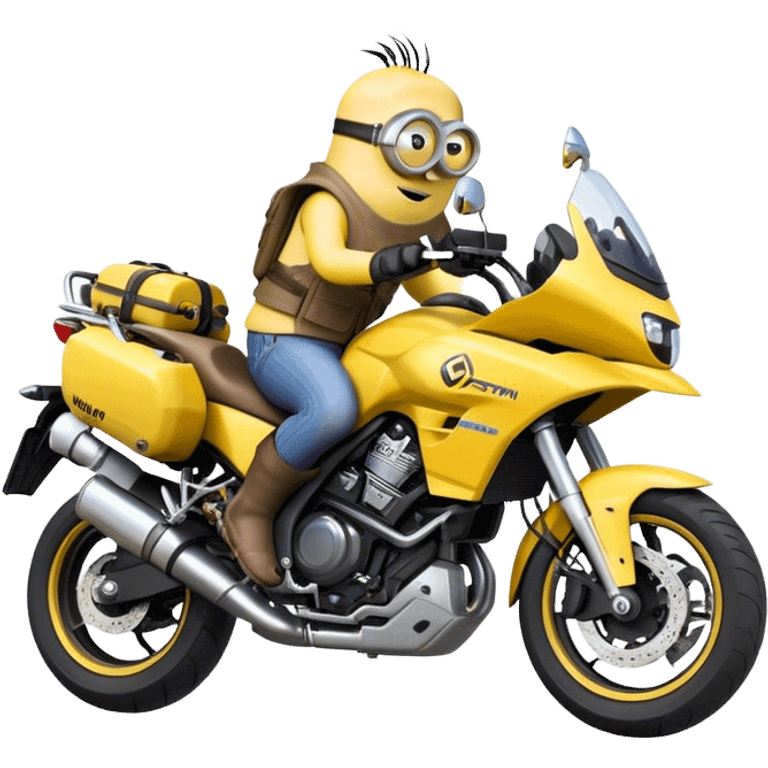 dibujo de moto VStron con un minions montado emoji