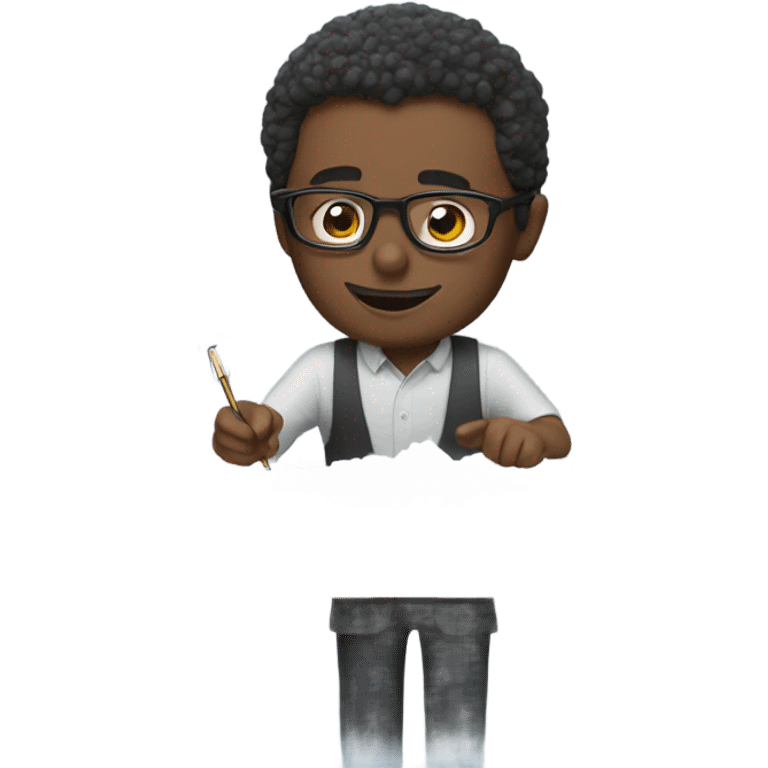 man in glasses putting a line of white snow on a desk emoji