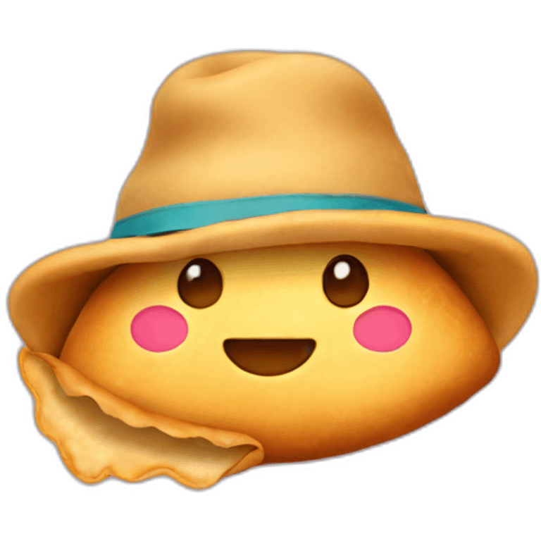 shy face empanada with a hat emoji