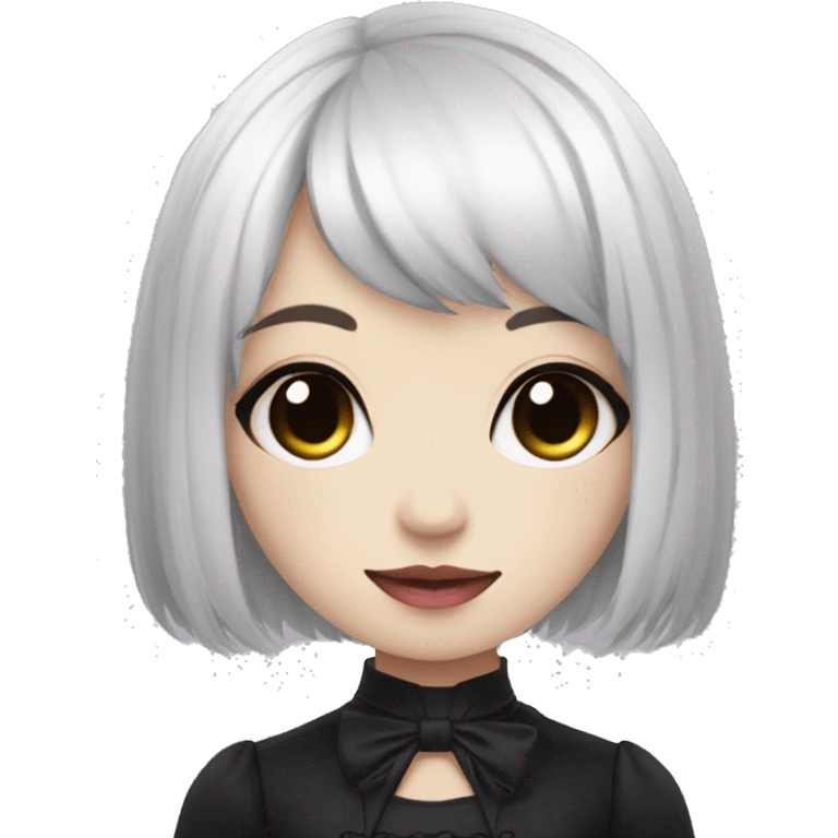 Cute Blushing Kawaii Gothic Emo Lady emoji