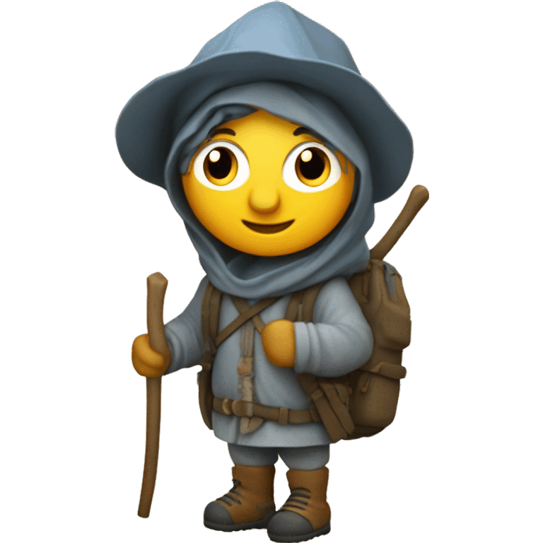 Peregrino con mochila camino de Santiago emoji