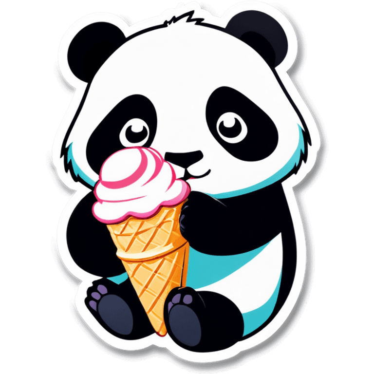 Panda eating ice cream emoji