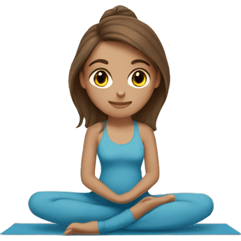 White girl brown hair brown eyes doing yoga  emoji