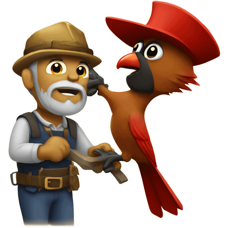 Cardinal fighting a gold miner emoji