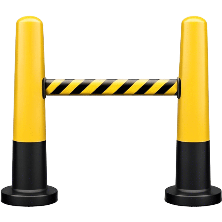 Two warning bollards with a caution tape stretched between them, marking a restricted or blocked area emoji