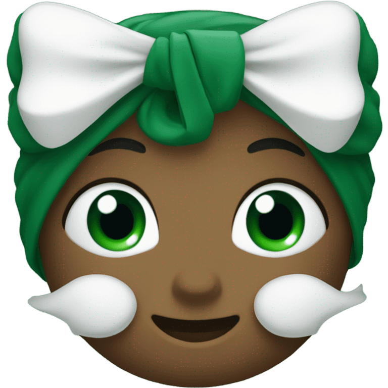 A dark green heary with a white bow emoji