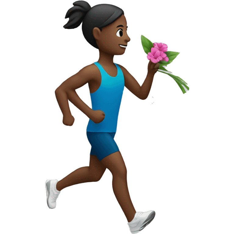 Runner holding a flower  emoji