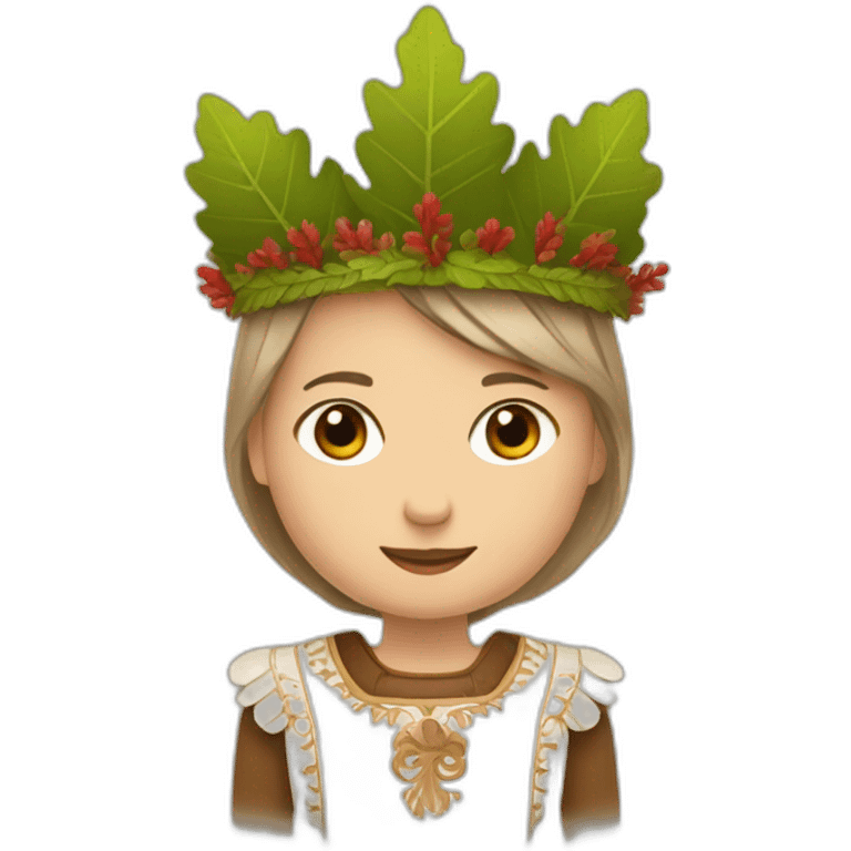 traditional Latvian costume with an oak leaf crown on the head emoji