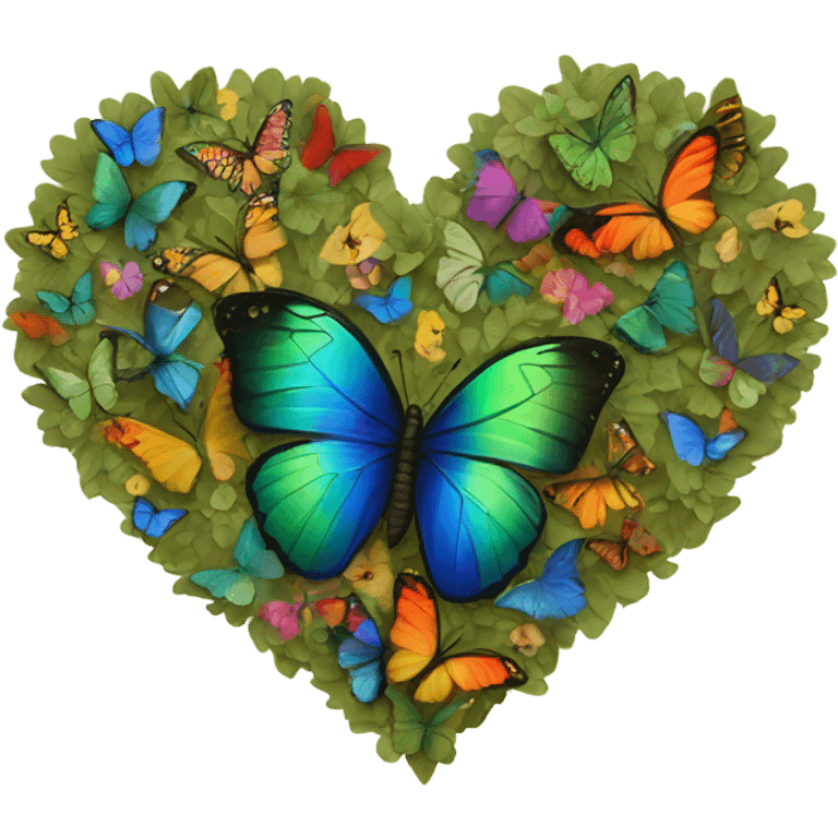 Khaki green heart with butterflies  emoji