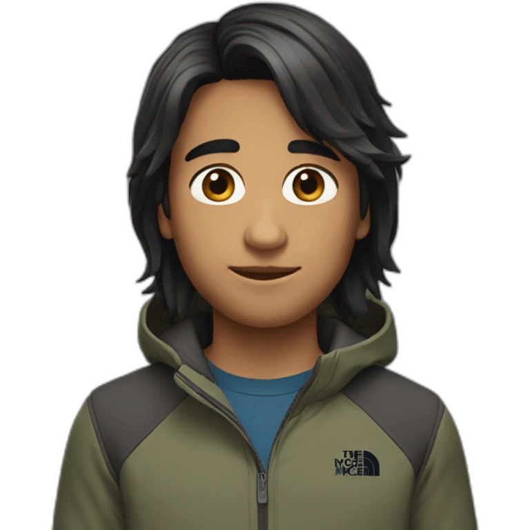 boy mi-long hair with north face  emoji