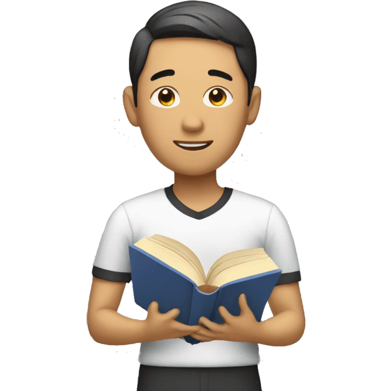 asian with book emoji