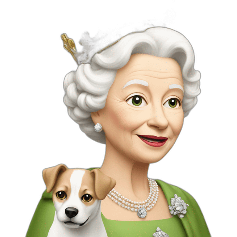 Queen Elisabeth with a dog emoji