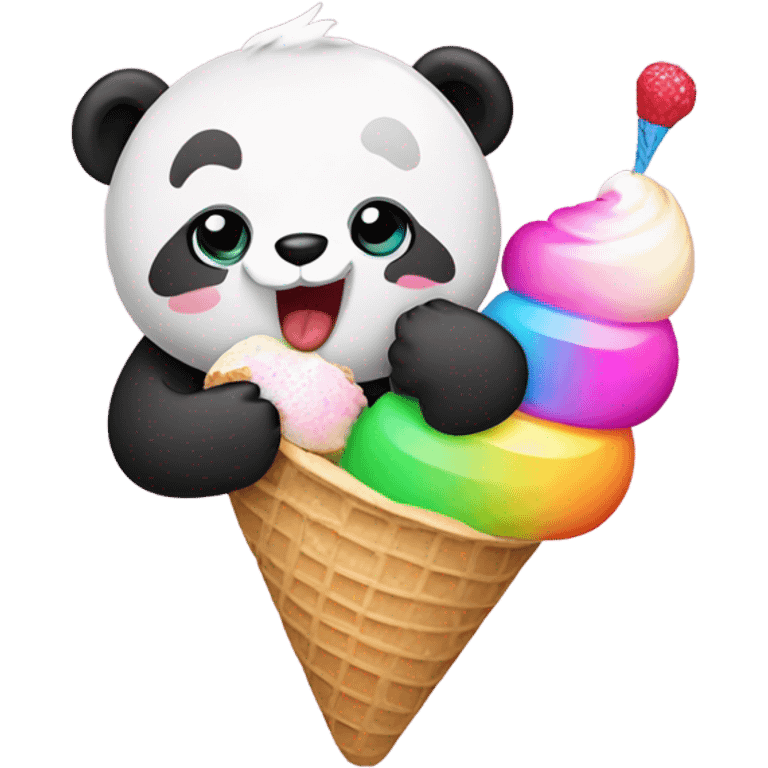 Panda eating ice cream emoji