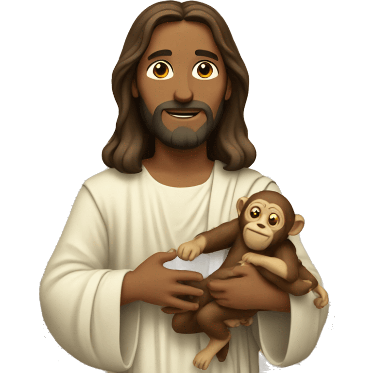 Jesus holding monkeys  emoji