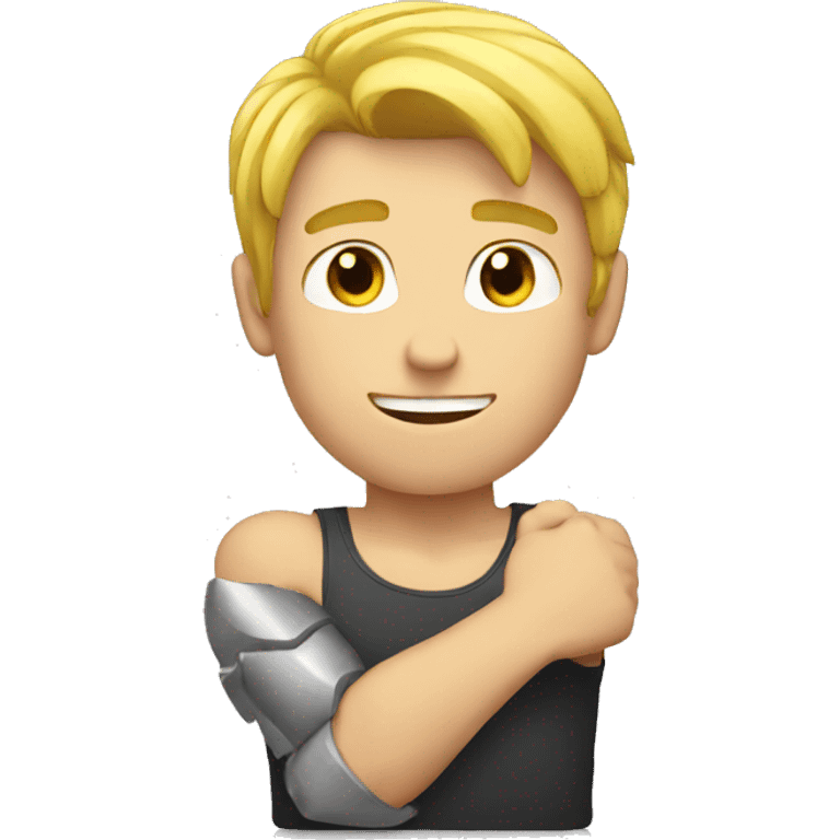 blond guy with arms showing how strong he is emoji