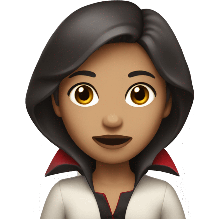 Brunette with a light tan skin tone,dressed as a vampire emoji