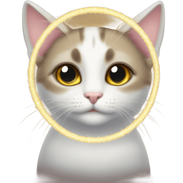 Cat with halo and sparkly eyes emoji