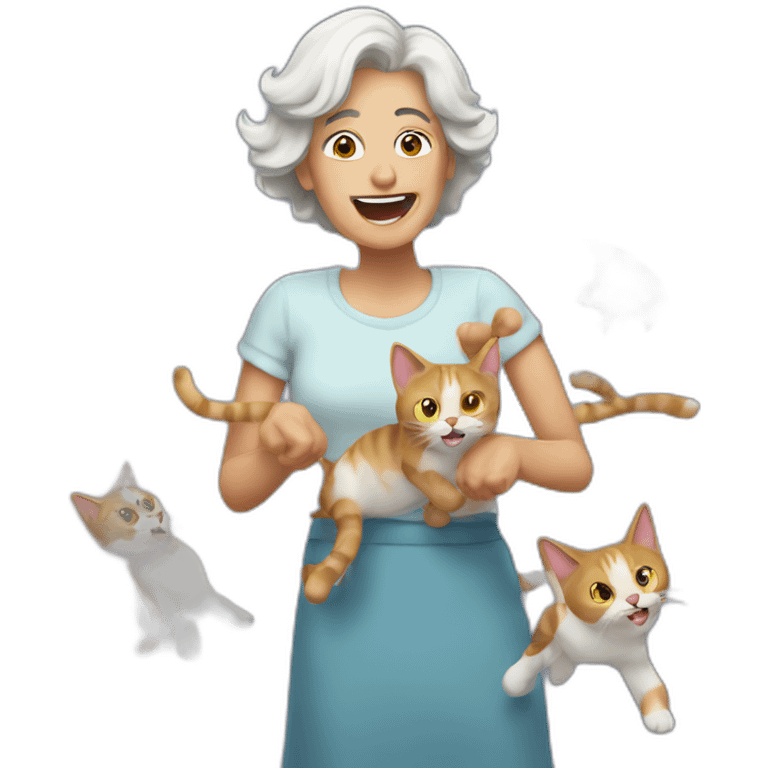 crazy lady throwing cats to people emoji