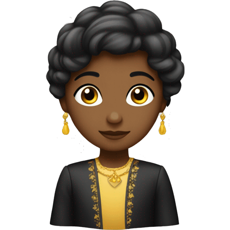 Una princesa con pelo rizo colo negro y recogido en un moño emoji