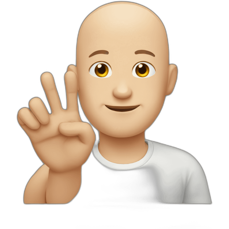 bald man 3 fingers emoji