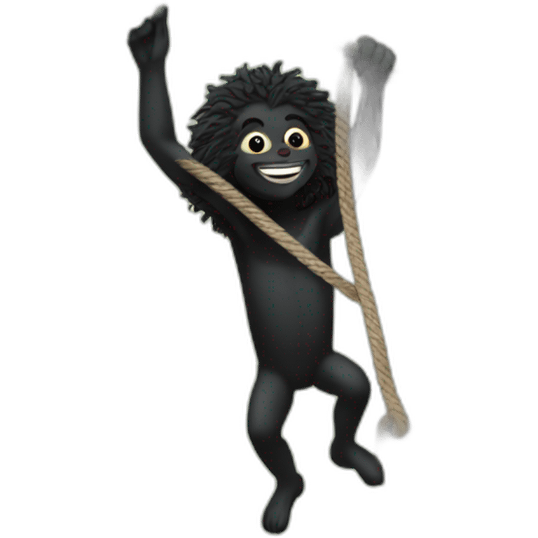 Gollywog climbing a tree with a rope emoji