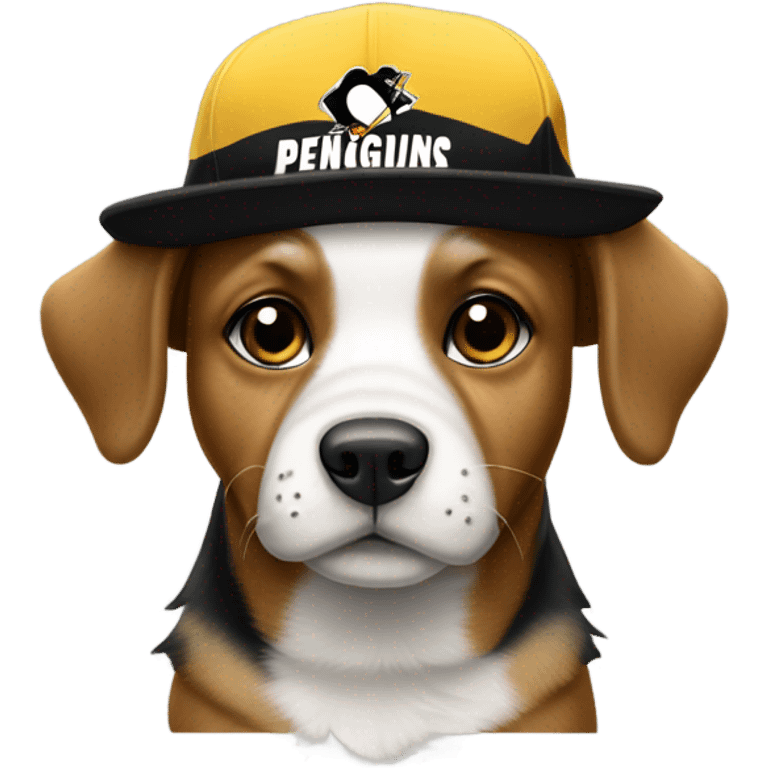 Dog wearing pitt penguins jersey or hat emoji