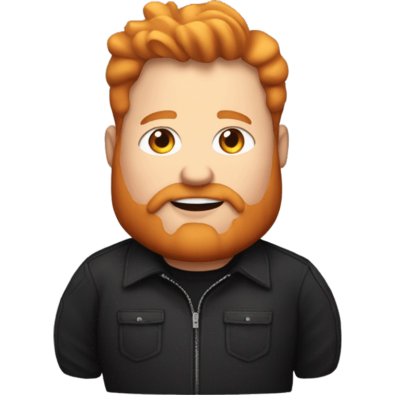 fat guy in black jacket with ginger beard and ginger hair eating Chicken Wing emoji