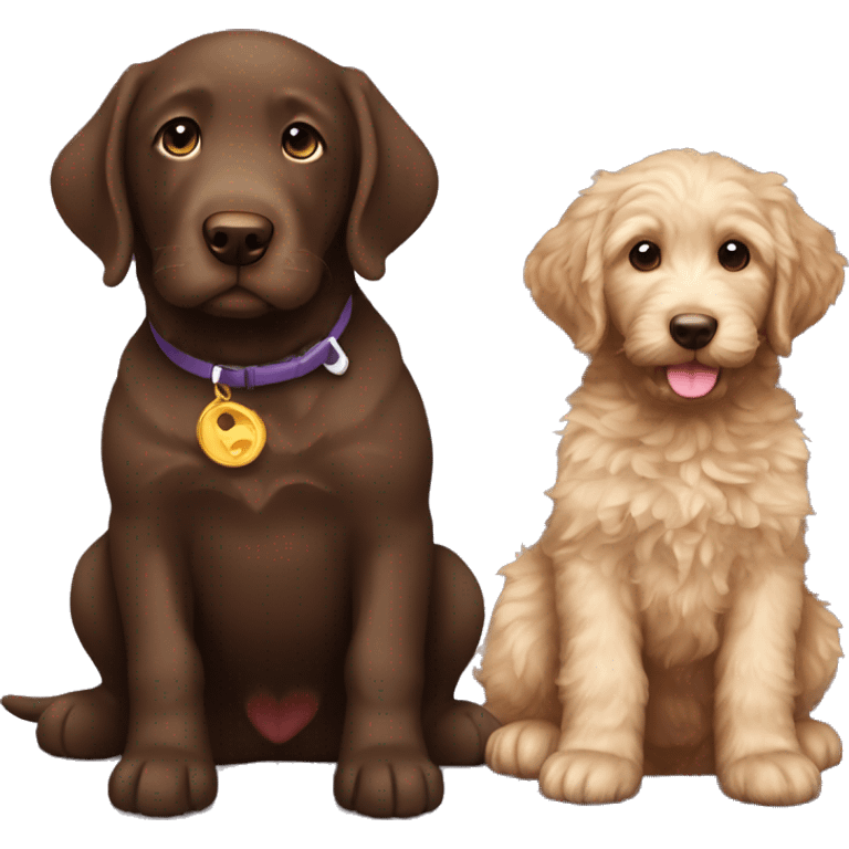 chocolate lab puppy with goldendoodle emoji