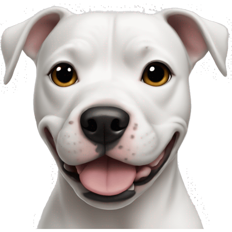 White dog pitbull with black ears emoji