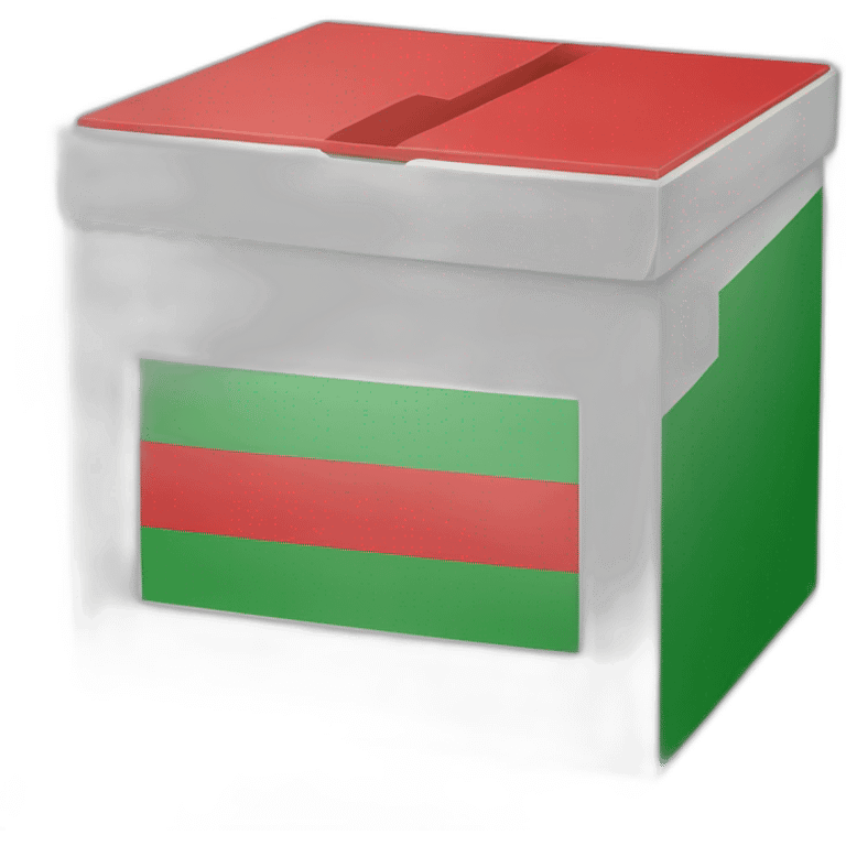 box, which is divided into two parts by the colors of the flag of Belarus on one side, and the colors of the flag of Poland on the other side. emoji