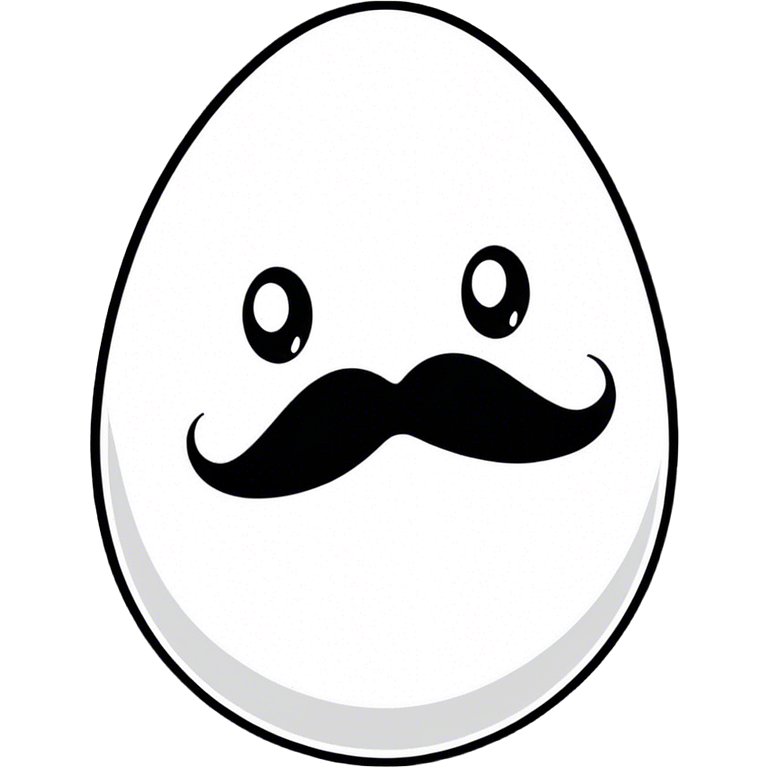 Egg with a dark handlebar mustache  emoji