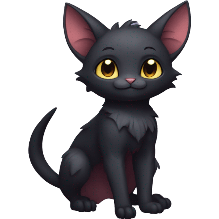 Gorgeous dark anthro bat cat Fakémon full body emoji