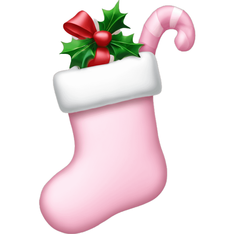  light pink Christmas stocking with bow emoji